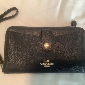 Coach Navy Blue Leather Wristlet